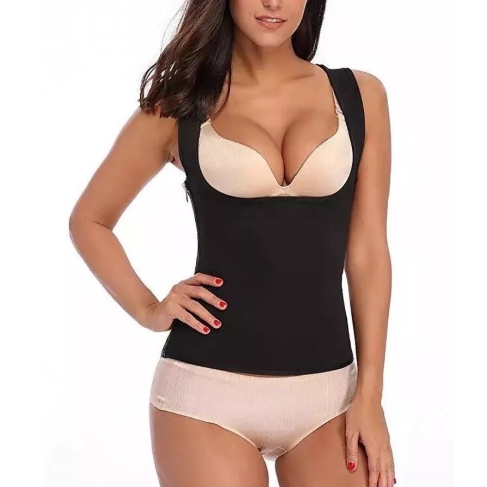 Body Shaper‎ Sweat Sauna Vest Weight Loss Shapewear Neoprene Sz Medium Black Zip
